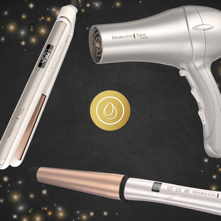 CI9541 SHINE THERAPY Argan Oil Keratin Infused 1 1 Inch Tapered Curling Wand for Tousled Waves includes heat glove Remington